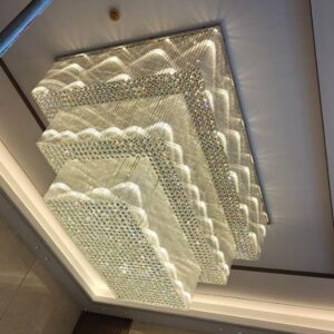 rectangular crystal flush mount chandelier