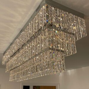luxurious rectangular flush mount crystal glass chandelier