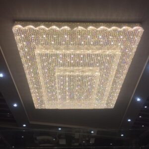 modern multi-tiered square crystal chandelier