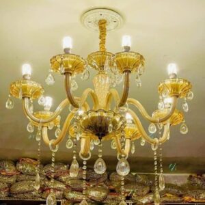 6-lamp glass chandelier designed for home ceiling decoration
